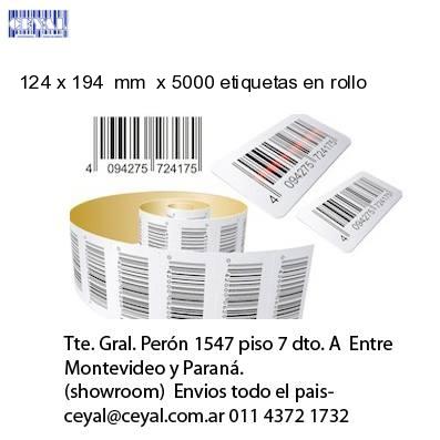 124 x 194  mm  x 5000 etiquetas en rollo