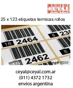 25 x 123 etiquetas termicas rollos