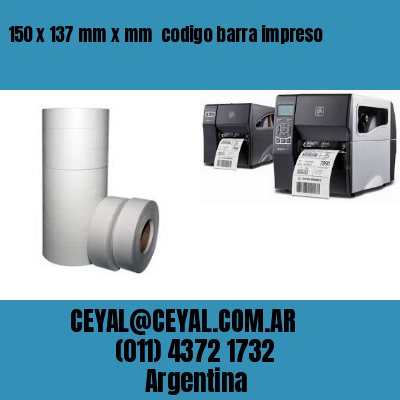 150 x 137 mm x mm  codigo barra impreso