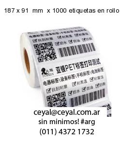 187 x 91  mm  x 1000 etiquetas en rollo