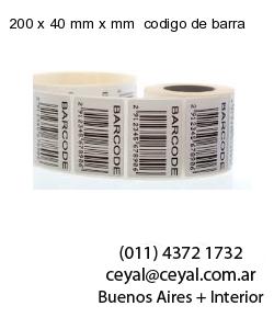 200 x 40 mm x mm  codigo de barra