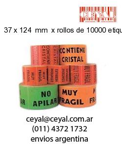 37 x 124  mm  x rollos de 10000 etiquetas