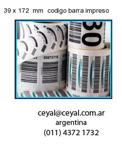 39 x 172  mm  codigo barra impreso