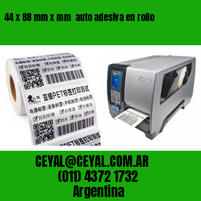 44 x 88 mm x mm  auto adesiva en rollo