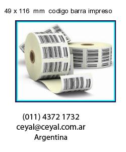 49 x 116  mm  codigo barra impreso
