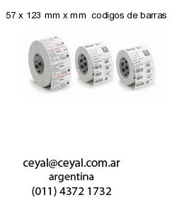 57 x 123 mm x mm  codigos de barras