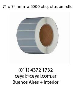 71 x 74  mm  x 5000 etiquetas en rollo