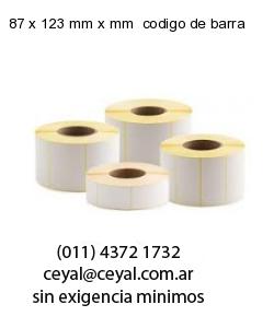 87 x 123 mm x mm  codigo de barra