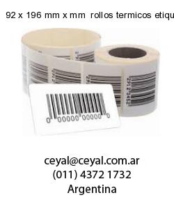 92 x 196 mm x mm  rollos termicos etiquetas