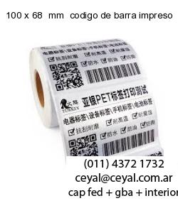 100 x 68  mm  codigo de barra impreso