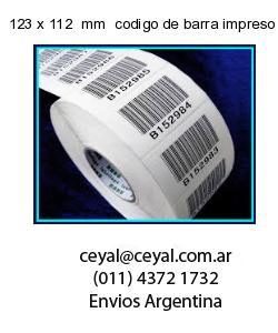 123 x 112  mm  codigo de barra impreso