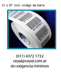 31 x 87  mm  codigo de barra