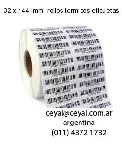 32 x 144  mm  rollos termicos etiquetas