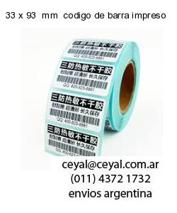 33 x 93  mm  codigo de barra impreso