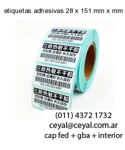 etiquetas adhesivas 28 x 151 mm x mm