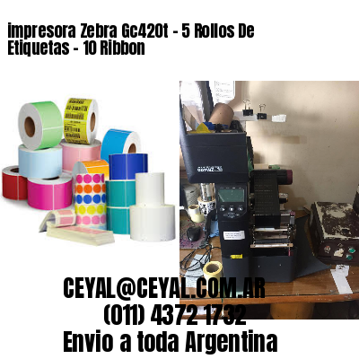 impresora Zebra Gc420t – 5 Rollos De Etiquetas – 10 Ribbon