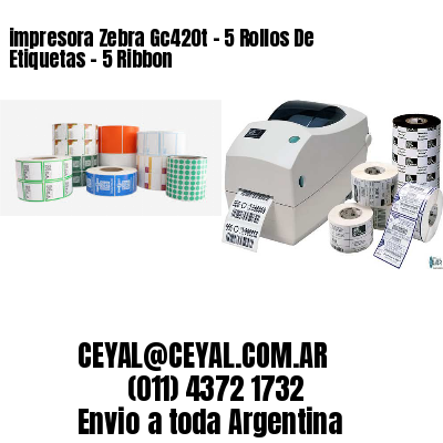 impresora Zebra Gc420t – 5 Rollos De Etiquetas – 5 Ribbon