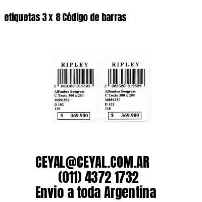 etiquetas 3 x 8 Código de barras