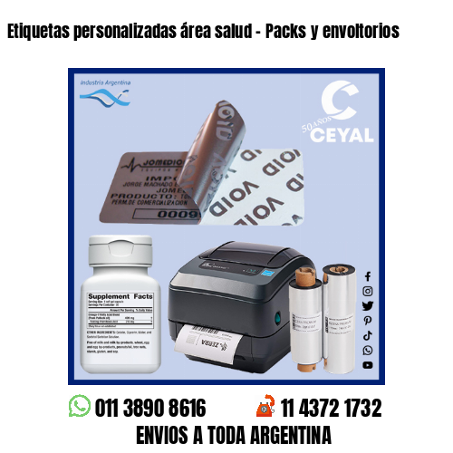 Etiquetas personalizadas área salud – Packs y envoltorios