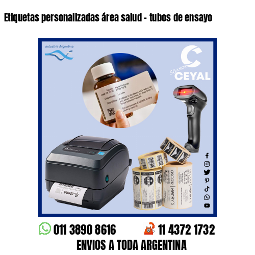 Etiquetas personalizadas área salud – tubos de ensayo