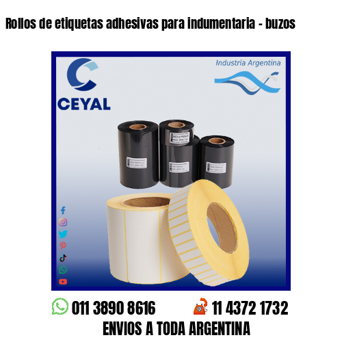 Rollos de etiquetas adhesivas para indumentaria – buzos