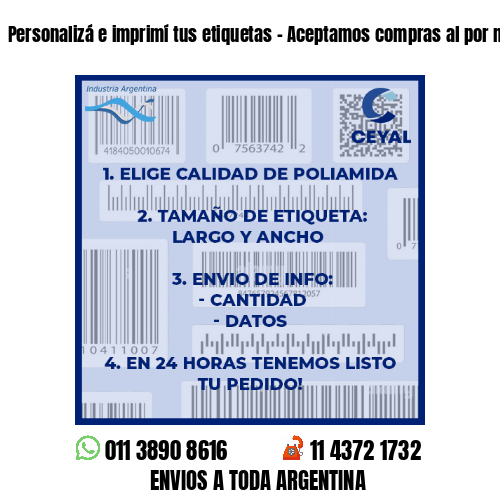 Personalizá e imprimí tus etiquetas – Aceptamos compras al por menor y mayor