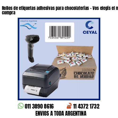 Rollos de etiquetas adhesivas para chocolaterías – Vos elegís el mínimo de compra