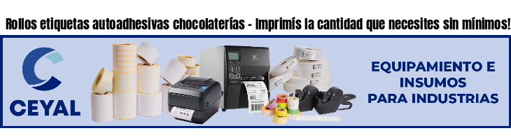 Rollos etiquetas autoadhesivas chocolaterías - Imprimís la cantidad que necesites sin mínimos!