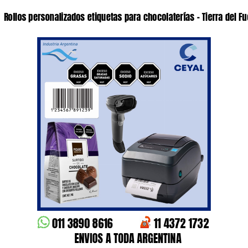Rollos personalizados etiquetas para chocolaterías – Tierra del Fuego