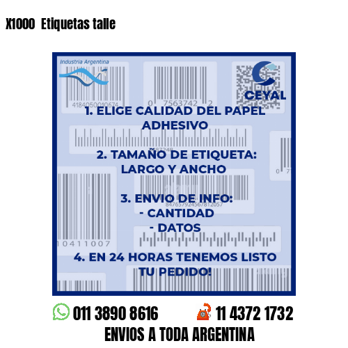 X1000  Etiquetas talle