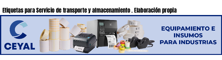 Etiquetas para Servicio de transporte y almacenamiento . Elaboración propia