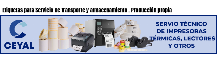 Etiquetas para Servicio de transporte y almacenamiento . Producción propia