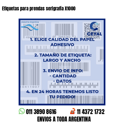 Etiquetas para prendas serigrafía X1000