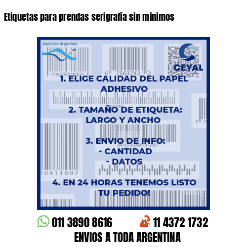 Etiquetas para prendas serigrafía sin minimos