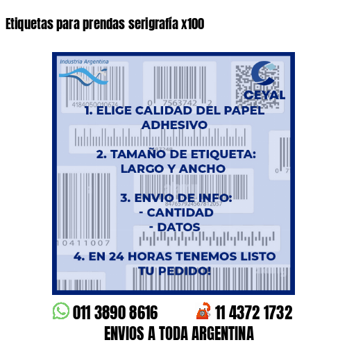 Etiquetas para prendas serigrafía x100