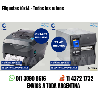 Etiquetas 10x14 - Todos los rubros