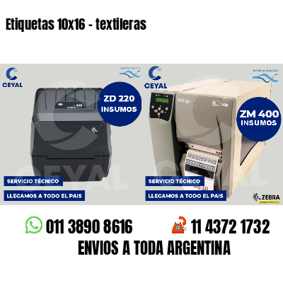 Etiquetas 10x16 - textileras
