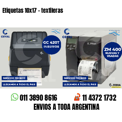 Etiquetas 10x17 - textileras