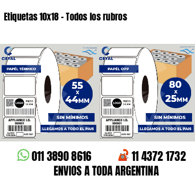 Etiquetas 10x18 - Todos los rubros