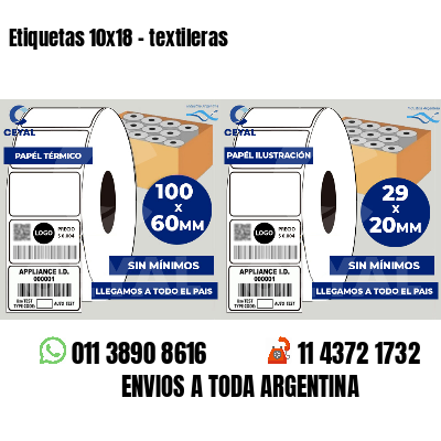 Etiquetas 10x18 - textileras