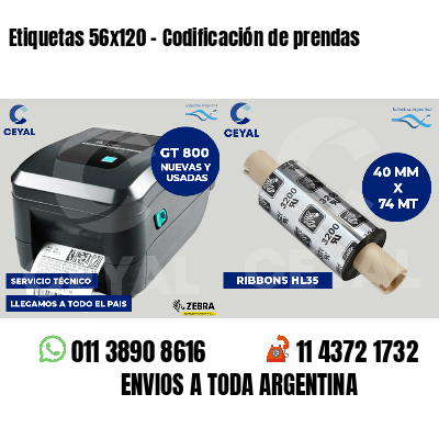Etiquetas 56x120 - Codificación de prendas