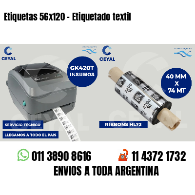 Etiquetas 56x120 - Etiquetado textil