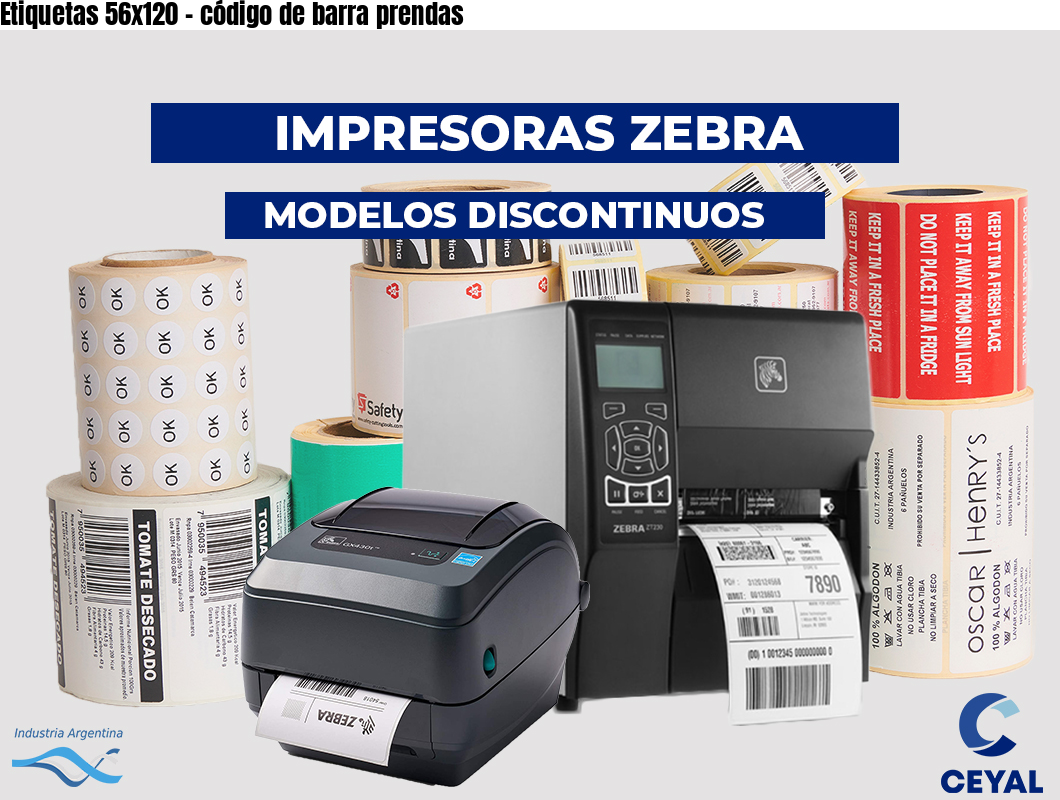 Etiquetas 56x120 - código de barra prendas