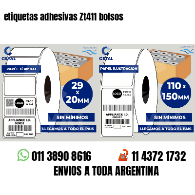 etiquetas adhesivas Zt411 bolsos