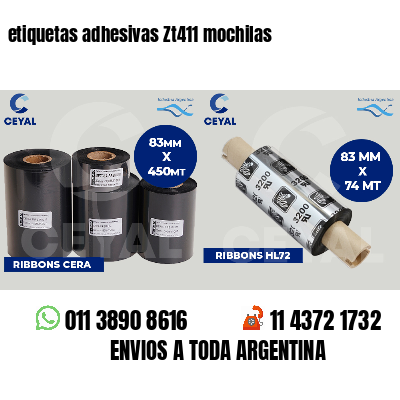 etiquetas adhesivas Zt411 mochilas
