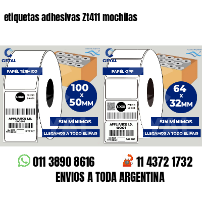 etiquetas adhesivas Zt411 mochilas