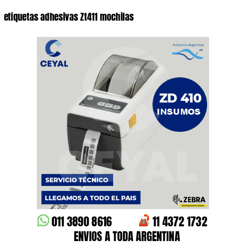 etiquetas adhesivas Zt411 mochilas