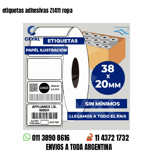 etiquetas adhesivas Zt411 ropa