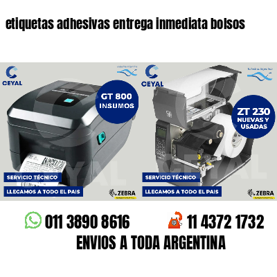etiquetas adhesivas entrega inmediata bolsos