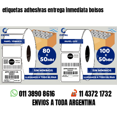 etiquetas adhesivas entrega inmediata bolsos